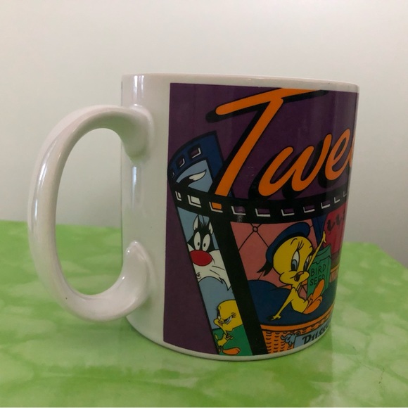LOONEY TUNES TWEETY BIRD & SYLVESTER Ceramic Coffee Cup/Mug  **Vintage** - Picture 4 of 9